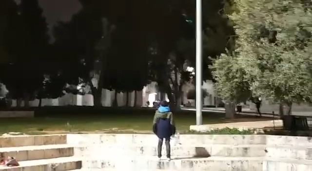 إرتقاء شاب داخل باحات المسجد الأقصى